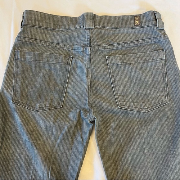 7 for All Mankind Gray Striped Flare High Rise Stretch Trouser Denim Jean SZ 32 - Picture 2 of 14